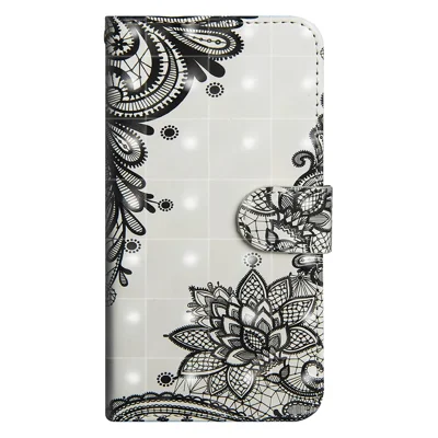 Pattern Printing Light Spot Decor Leather Wallet Casing for Samsung Galaxy S10 - Lace Flower