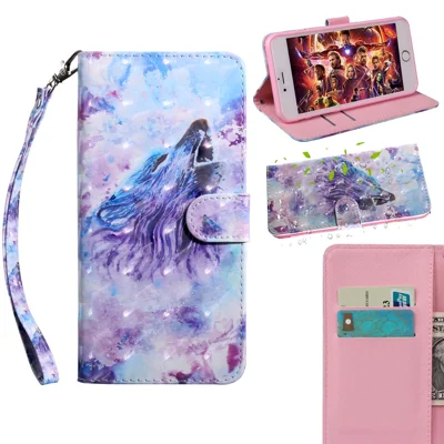 Pattern Printing Light Spot Decor Leather Cover for Samsung Galaxy S10 - Howling Wolf