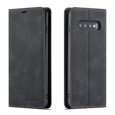 FORWENW Fantasy Series Silky Touch Leather Wallet Case for Samsung Galaxy S10 Plus - Black