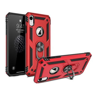 Гибридный ПК ТПУ Armour Phone Cover с подставкой для iPhone XR 6.1 дюйма - Красный