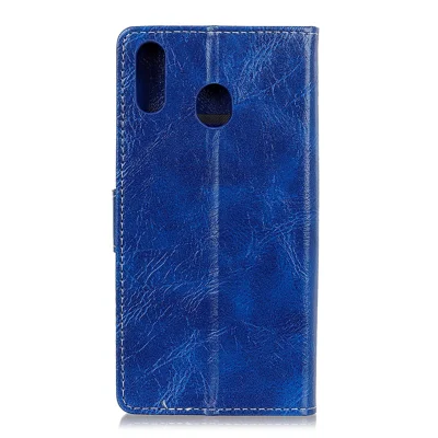Crazy Horse Leather Wallet Case for Samsung Galaxy A40 - Blue