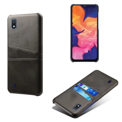 KSQ PU Leather Coated PC Case met [Dubbele kaartslots] voor Samsung Galaxy A10 - Zwart