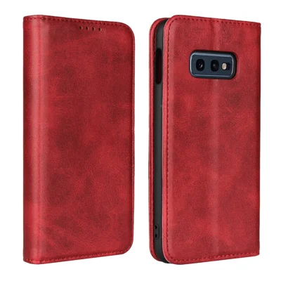 Auto-absorbed Leather Wallet Stand Cover for Samsung Galaxy S10e - Red