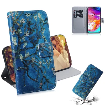 Patterned Leather Wallet Case for Samsung Galaxy A70 - Tree with Flowers