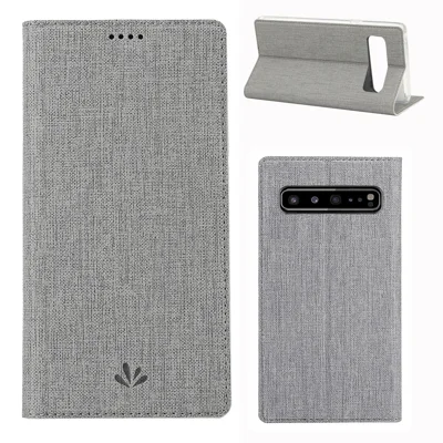 VILI DMX Cross Texture Stand Leather Card Holder Case for Samsung Galaxy S10 5G - Grey