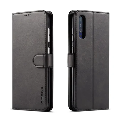LC.IMEEKE Leather Wallet Case for Samsung Galaxy A70 - Black