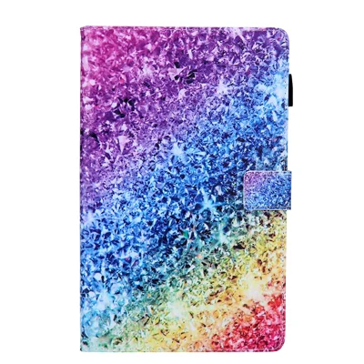 Pattern Printing PU Leather Card Holder Tablet Stand Case for Samsung Galaxy Tab A 10.1 (2019) SM-T510/SM-T515 - Colorful Diamond