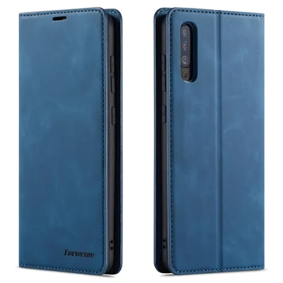 FORWENW Fantasy Series Auto-absorbed Silky Touch Leather Wallet Stand Case for Samsung Galaxy A70 - Blue