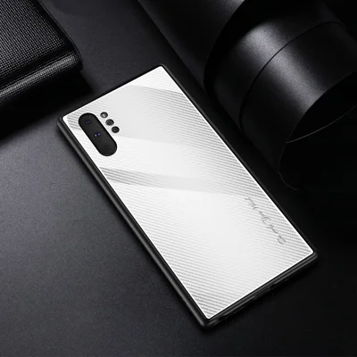 Texture Gradient Tempered Glass Back + Soft TPU Edge Phone Shell for Samsung Galaxy Note 10 Plus/Note 10 Plus 5G - Light Grey/White