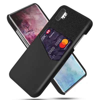 PC + PU + Cloth Hybrid Card Slot Phone Casing for Samsung Galaxy Note 10 Plus / Note 10 Plus 5G - Black