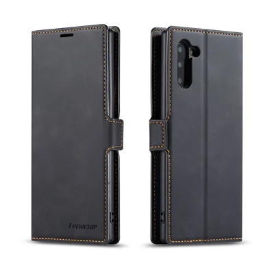 FORWENW Fantasy Series Silky Touch Leather Wallet Phone Case for Samsung Galaxy Note 10/Note 10 5G - Black