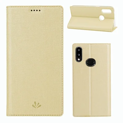 VILI DMX Cross Texture Stand Leather Cover Case for Samsung Galaxy A10s - Gold