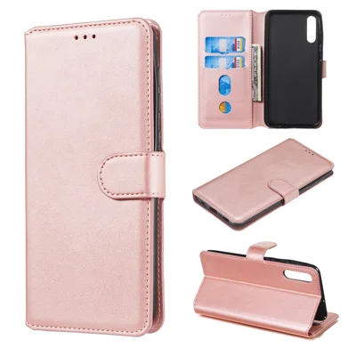 Klassieke Wallet Leren Standaard Mobiele Telefoonhoes voor Samsung Galaxy A70/A70s - Roze Goud