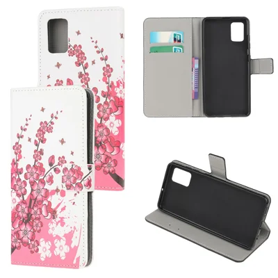 For Samsung Galaxy A51 Pattern Printing Wallet Leather Cover with Adjustable Stand - Plum Blossom