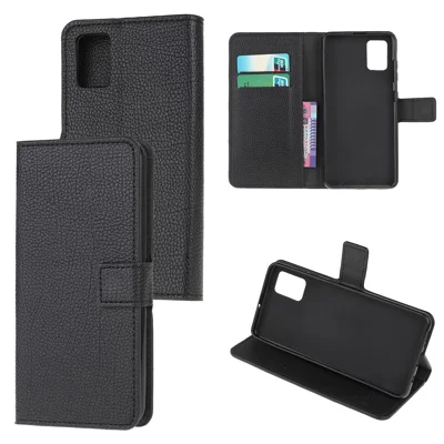 Løgfrugtstruktur Wallet Stand Læderomslag til Samsung Galaxy A71 - Sort