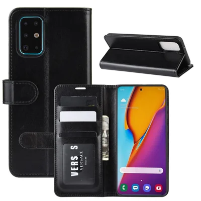 Crazy Horse Skin Leather Phone Cover for Samsung Galaxy S20 Plus - Black