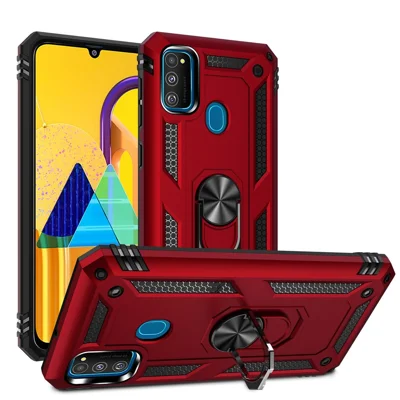 Hybrid PC TPU Kickstand Armor Phone Shell for Samsung Galaxy M30s / M21 - Red