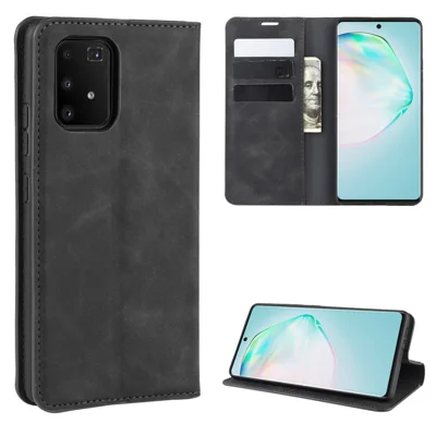 Custodia Portafoglio in Pelle Tattile Morbida per Samsung Galaxy A91 / S10 Lite / M80s - Nero