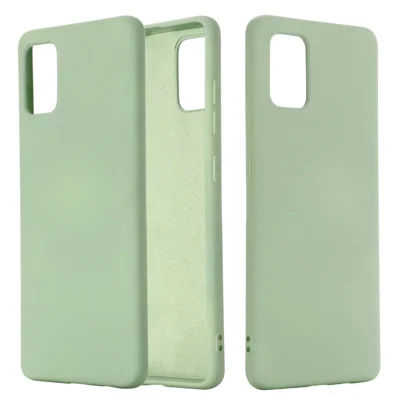 Liquid Silicone Protective Case for Samsung Galaxy A71 Solid Color Design Phone Accessory - Green