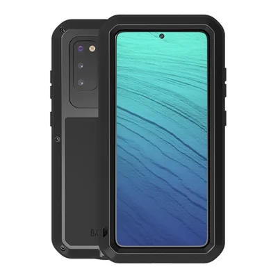 LOVE MEI Shockproof Dropproof Dustproof Powerful Case for Samsung Galaxy S20 4G/S20 5G Silicone+Metal Cover - Black