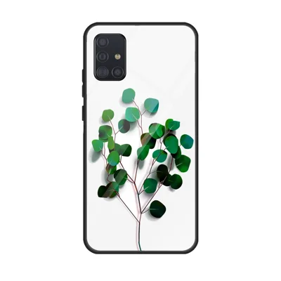 Printing Surface Glass Back + TPU Cell Phone Case for Samsung Galaxy A51 - Tree