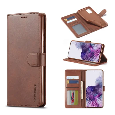 LC.IMEEKE Leather Wallet Case for Samsung Galaxy A71 - Coffee