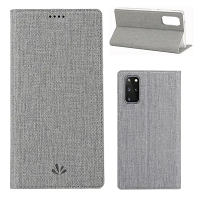 VILI DMX Cross Texture Card Holder Stand Leather Cover Shell for Samsung Galaxy S20 Plus - Grey