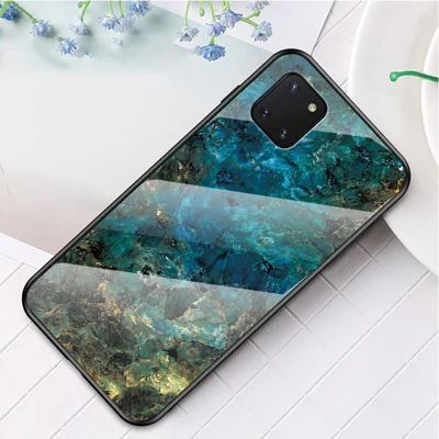Marmernerf patroon Gehard Glas PC + TPU Telefoonhoesje voor Samsung Galaxy A81/Note 10 Lite - Smaragd