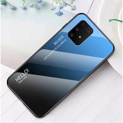Gradient Color Tempered Glass + PC + TPU Shell for Samsung Galaxy A91/S10 Lite - Blue / Black