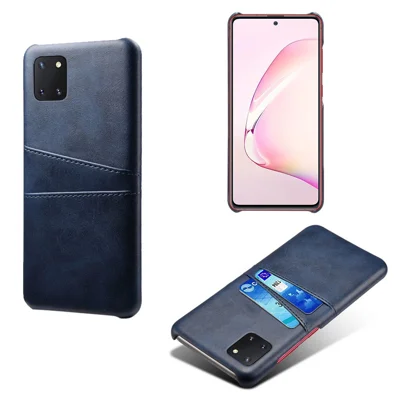 KSQ بطاقة مزدوجة فتحات جلد PU مطلي حالة الكمبيوتر لهاتف Samsung Galaxy A81/Note 10 Lite - أزرق