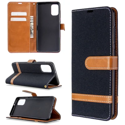 Assorted Color Jeans Cloth Leather Phone Case for Samsung Galaxy A41 (Global Version) - Black