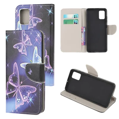 Pattern Printing Cross Texture Leather Wallet Case for Samsung Galaxy A51 5G - Vivid Butterflies
