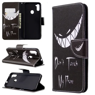 Pattern Printing Stand Leather Wallet Cover for Samsung Galaxy A11 (EU Version)/M11 - Do not Touch My Phone
