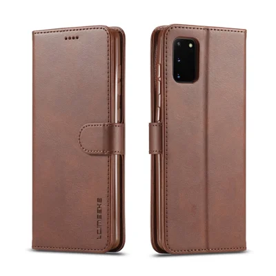 LC.IMEEKE Wallet Stand Leather Mobile Cover for Samsung Galaxy A41 (Global Version) - Coffee