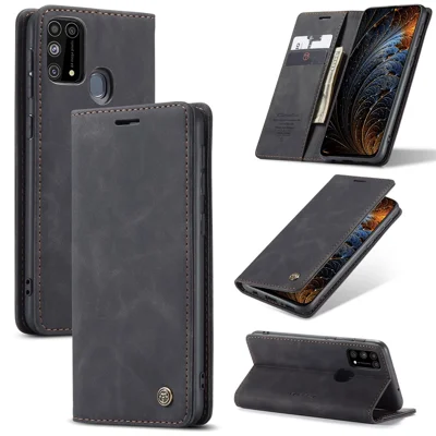 CASEME 013 Series Auto-absorbed Leather Shell for Samsung Galaxy M31 - Black