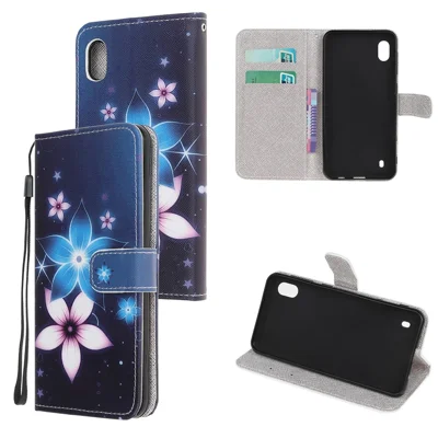 Magnetische leren portemonnee-hoes met patroonprint en crossstructuur voor Samsung Galaxy A10 - Bloem