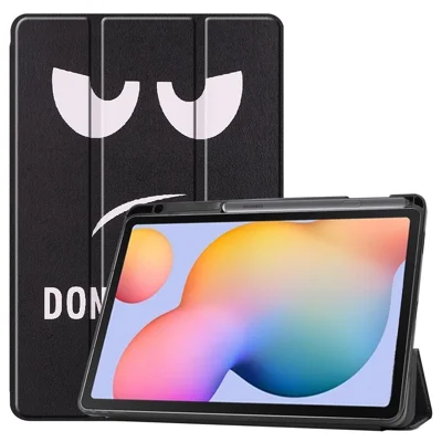 Pattern Printing Tri-Fold Stand Leather Smart Case with Pen Slot for Samsung Galaxy Tab S6 Lite (2020) / (2022) / (2024) - Don't Touch Me