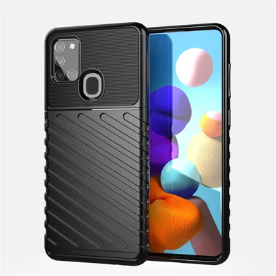 Thunder Series Twill Texture TPU Protector Case for Samsung Galaxy A21s - Black