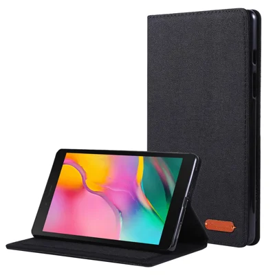 Cloth Texture Stand Leather Protector Cover for Samsung Galaxy Tab A 8.0 Wi-Fi (2019) SM-T290/T295 - Black