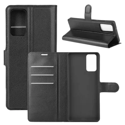 Litchi Skin with Wallet Leather Cover for Samsung Galaxy Note 20 / Note 20 5G - Black