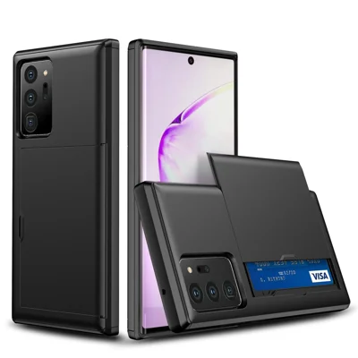 Slide Card Slot PC + TPU Hybrid Cover für Samsung Galaxy Note20 Ultra/Ultra 5G - Schwarz