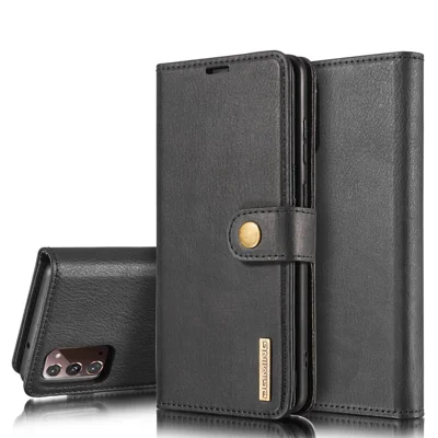 DG.MING Detachable 2-in-1 PC Back Cover + Split Leather Case for Samsung Galaxy Note20 / Note20 5G - Black