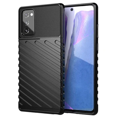 Capa de Telemóvel TPU com Textura Sarja Série Thunder para Samsung Galaxy Note20 4G / 5G - Preto