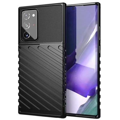 TPU-Schale der Thunder-Serie mit Twill-Struktur für Samsung Galaxy Note20 Ultra / Note20 Ultra 5G – Schwarz