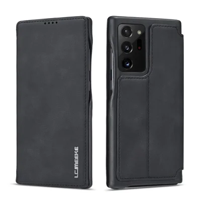 LC.IMEEKE Retro Style Leather Card Holder Case for Samsung Galaxy Note20 Ultra/Note20 Ultra 5G - Black