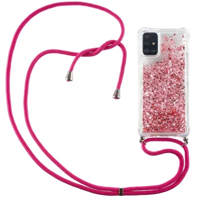 Glitter Powder Quicksand TPU Back Case for Samsung Galaxy A51 SM-A515 - Rose