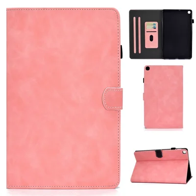Solid Color Leather Tablet Protective Shell for Samsung Galaxy Tab A7 10.4 (2020) / (2022) T500 with Card Slot - Pink