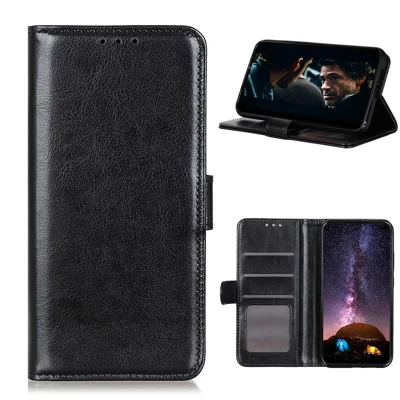 Für Samsung Galaxy A42 5G Crazy Horse Texture Leder Wallet Handyhülle - Schwarz
