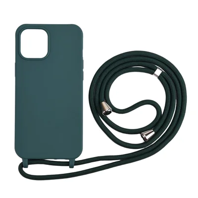 Soft TPU Case with Multi-function Lanyard for iPhone 12 Pro Max Phone Cover - Dark Green