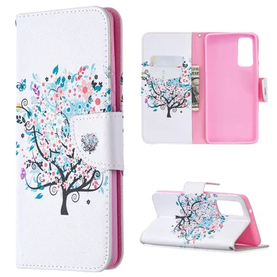 Pattern Printing Leather Wallet Protective Shell for Samsung Galaxy S20 FE 4G/FE 5G/S20 Lite/S20 FE 2022 - Flower Tree